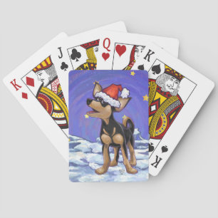 Starry Night Festive Chihuhua in Santa Hat Playing Cards
