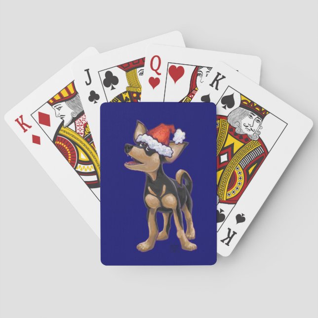 Starry Night Festive Chihuhua in Santa Hat Playing Cards (Back)
