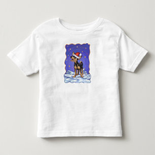 Starry Night Festive Chihuhua in Santa Hat Toddler T-Shirt