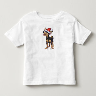 Starry Night Festive Chihuhua in Santa Hat Toddler T-Shirt