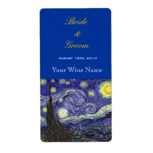 Starry Night fine art wedding wine labels