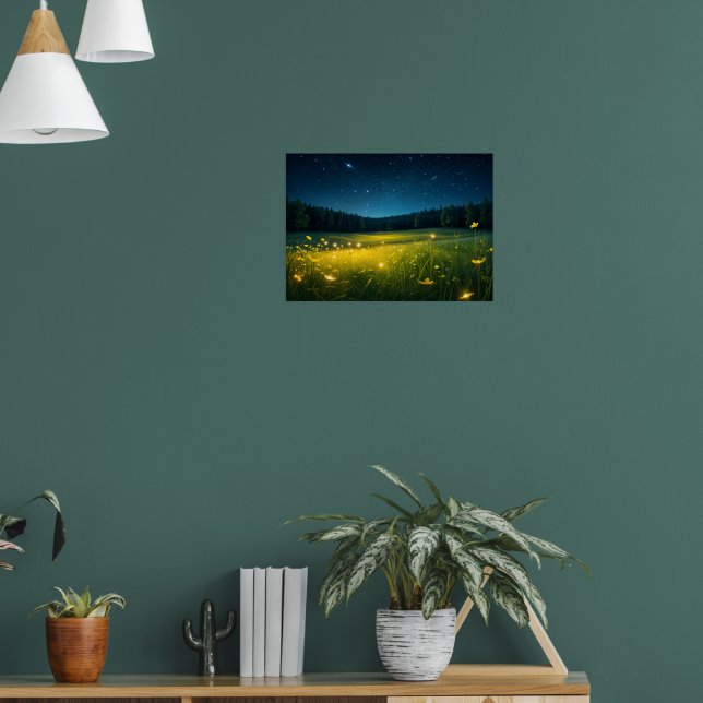 Starry Night Firefly Meadow Poster (Living Room 1)