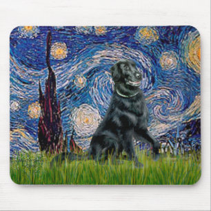 Starry Night - Flat Coated Retriever 2 Mouse Mat