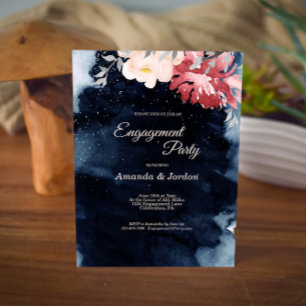 Starry Night Floral Engagement Party Invitation