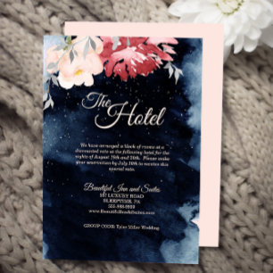 Starry Night Floral Wedding Accommodation Enclosure Card