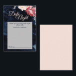 Starry Night Floral Wedding Date Night Advice Card<br><div class="desc">This Starry Night Floral wedding date night advice card inspires either a midnight summer theme or a dark winter of snow theme, making it a seasonally versatile design. The navy blue, almost black, watercolor with a celestial star or snowflake filled sky, combined with the pop of minimal pink flowers and...</div>