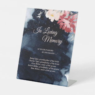 Starry Night Floral Wedding In Loving Memory Pedestal Sign