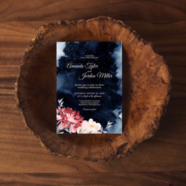 Starry Night Floral Wedding Invitation (Creator Uploaded)