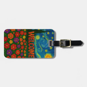 Starry Night Floral Welcome Artistic Design Luggage Tag