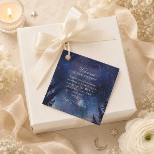 Starry Night Forest Celestial Wedding Favour Tag