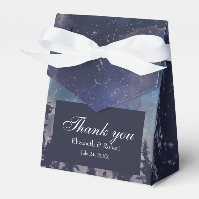 Starry Night Forest Wedding Thank You Favour Box (Front Side)