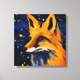 STARRY NIGHT FOX III WOODLAND DREAM CANVAS PRINT