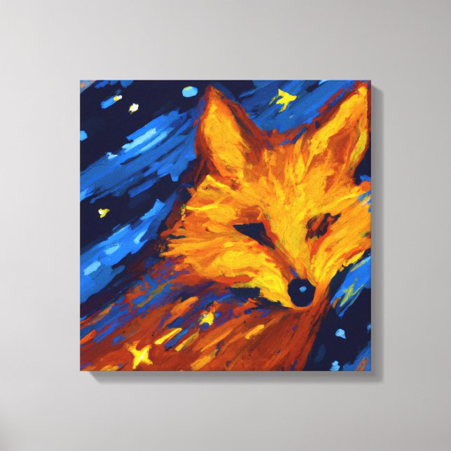 STARRY NIGHT FOX IV |  WHIMSICAL WILDLIFE WALL ART (Front)