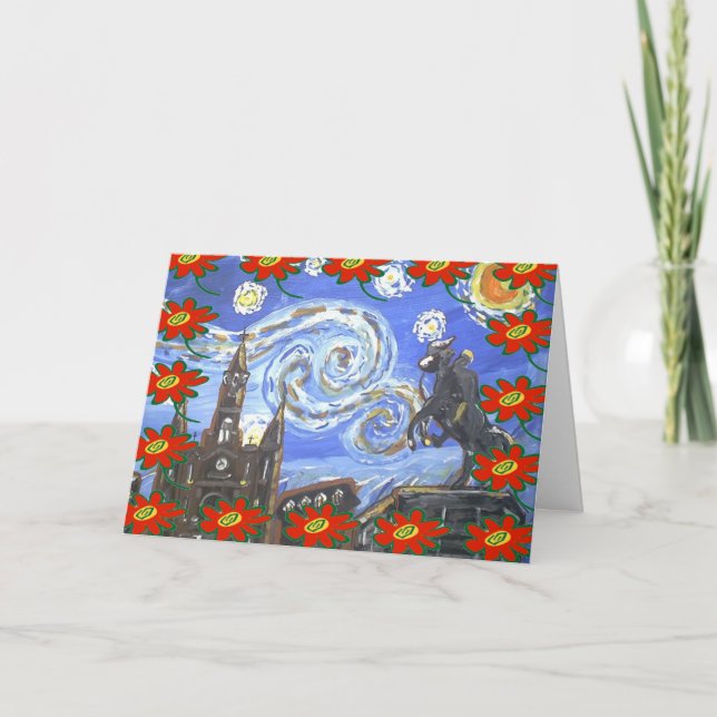 Starry Night French Quarter Christmas Holiday Card (Front)