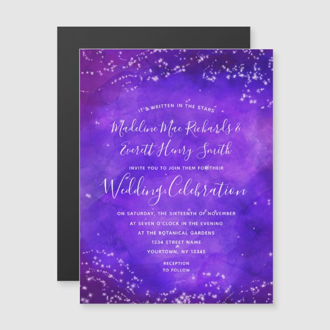 Starry Night Galaxy Magnetic Wedding Invitation (Front/Back)