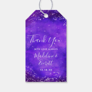 Starry Night Galaxy Watercolor Wedding Thank You Gift Tags