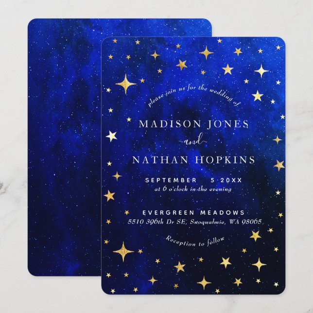 Starry Night Galaxy Wedding Invitation (Front/Back)