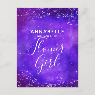Starry Night Galaxy Will You Be My Flower Girl Invitation