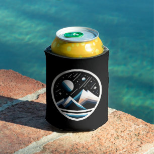 Starry Night Geometric Mountains Contemporary Art Can Cooler