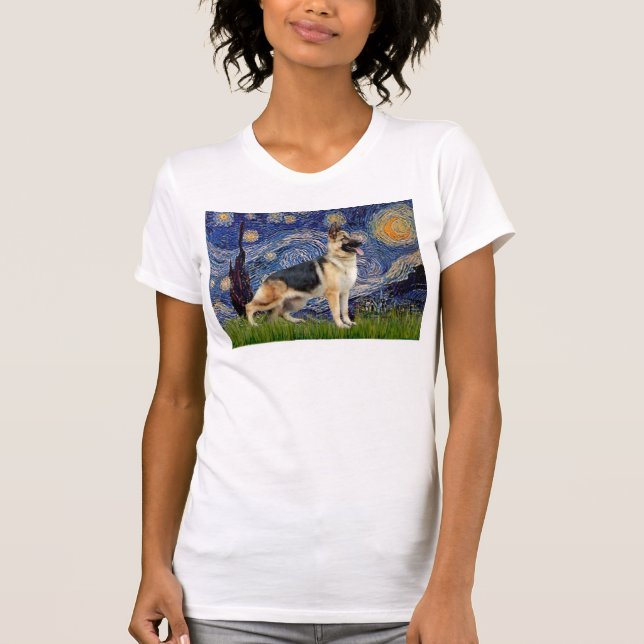 Starry Night - German Shepherd 13 T-Shirt (Front)