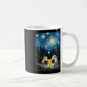 Starry Night Ghost Book Reading Camping Halloween Coffee Mug