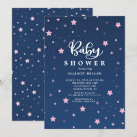 Starry Night Girls Baby Shower Invitation
