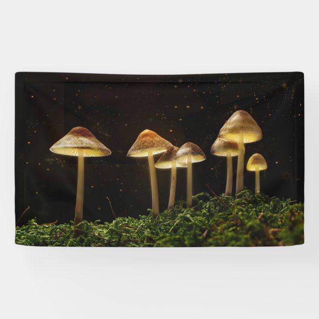 Starry Night Glowing Mushrooms  Banner (Horizontal)
