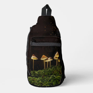 Starry Night Glowing Mushrooms Sling Bag