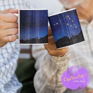 Starry Night Gold Capricorn Zodiac Constellation Coffee Mug