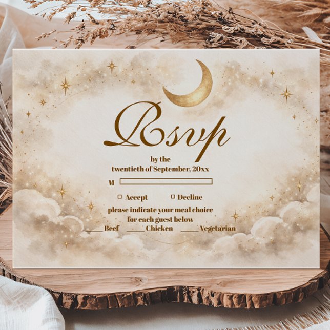 Starry Night Gold Quinceañera RSVP Card (Creator Uploaded)