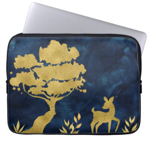 Starry night - gold silhouette laptop sleeve
