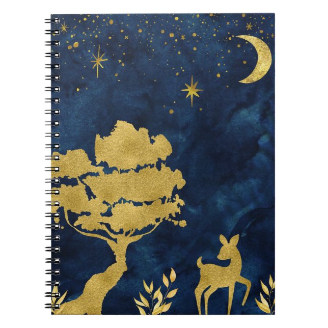 Starry night - gold silhouette notebook (Front)