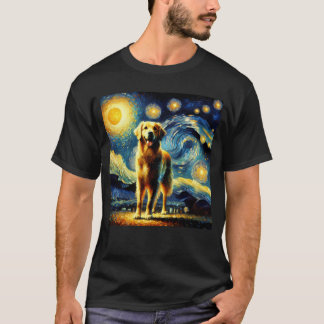 Starry Night Golden Retriever Van Gogh Lover T-Shirt