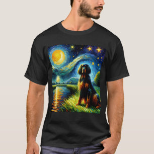 Starry Night Gordon Setter Dog Van Gogh Lover T-Shirt