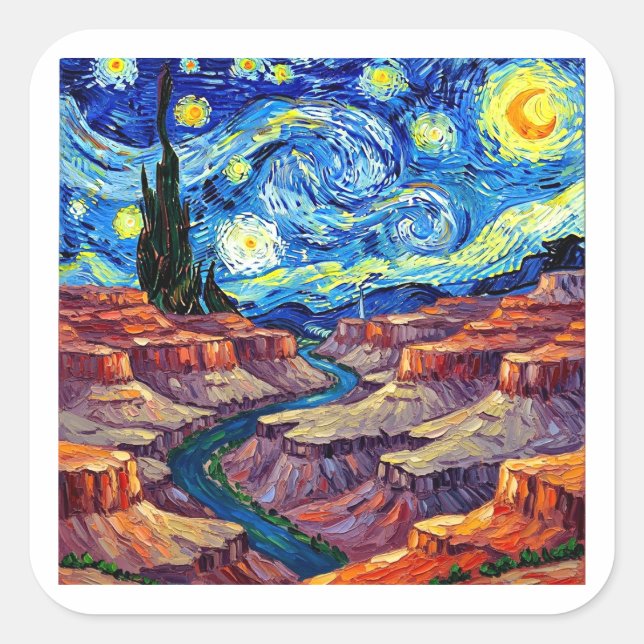 Starry Night Grand Canyon Arizona Square Sticker (Front)
