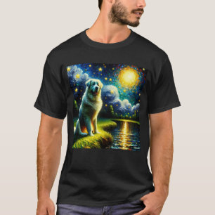 Starry Night Great Pyrenees Dog Van Gogh Lover T-Shirt