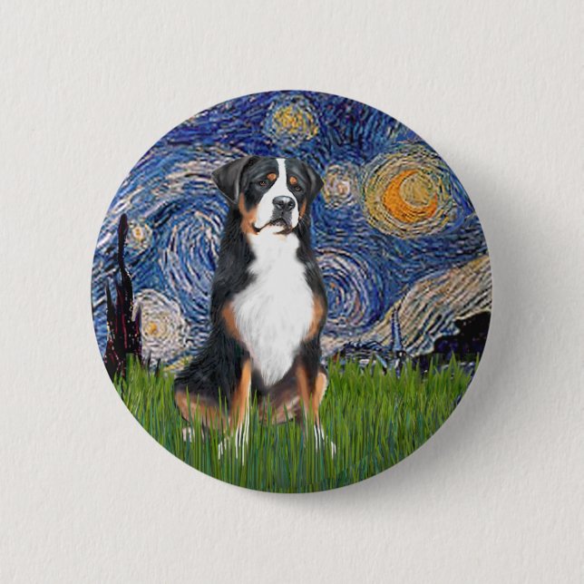 Starry Night-Greater Swiss Mountain Dog 6 Cm Round Badge (Front)