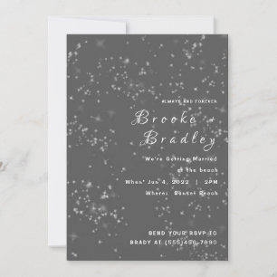 Starry Night Grey Wedding Invitation