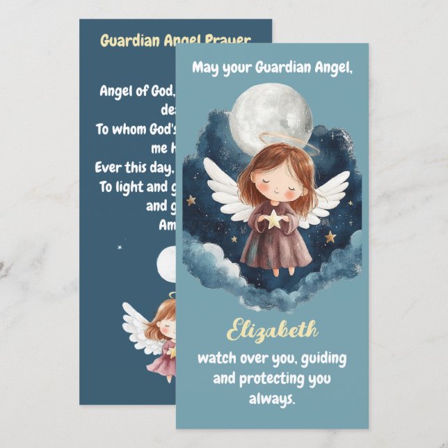  Starry Night Guardian Angel for Gilrl Bookmark Thank You Card (Front/Back)