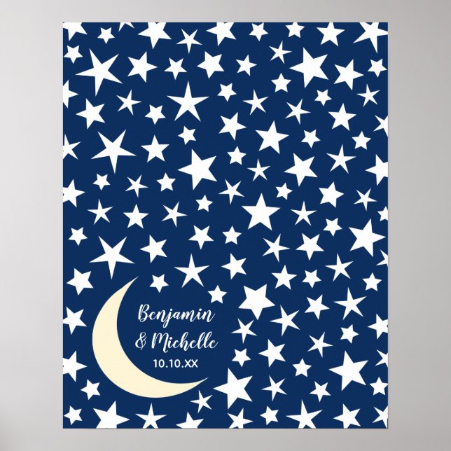 Starry Night Guest Book Poster - 100 Spaces (Front)
