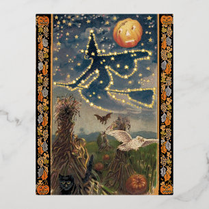 Starry Night Halloween Foil Postcard