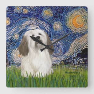 Starry Night - Havanese (#1) Square Wall Clock