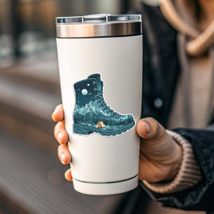 Starry Night Hiking Boot Sticker Die-Cut Sticker
