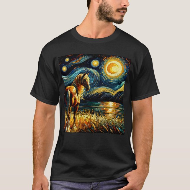 Starry Night Horse Van Gogh Lover T-Shirt (Front)