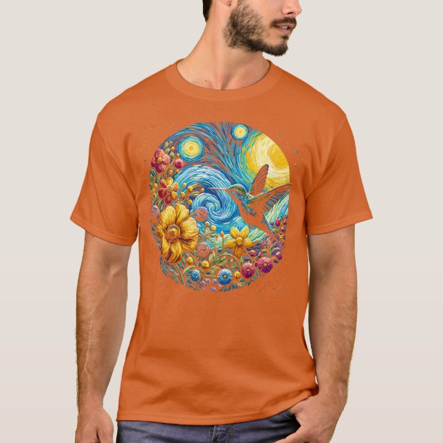 starry night hummingbird T-Shirt (Front)