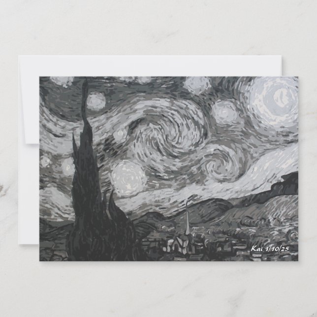Starry Night I Vincent Van Gogh Flat Card (Front)