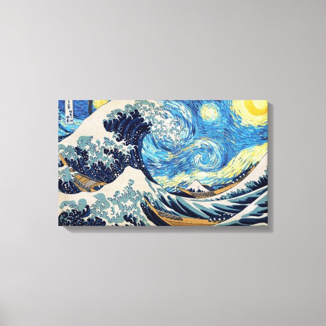 "Starry Night in Famous Waves" Canvas Print with b (Front)
