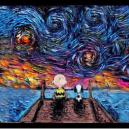 "Starry Night in Famous Waves" Canvas Print with b