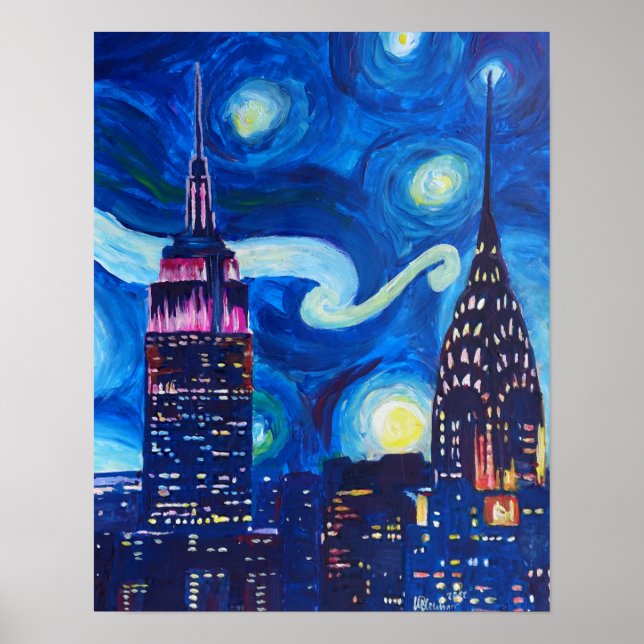 Starry Night in New York - Van Gogh Inspirations Poster (Front)