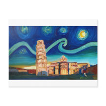 Starry Night in Pisa with Leaning Tower